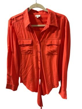 Cremieux Bright Orange Button-Up Blouse
